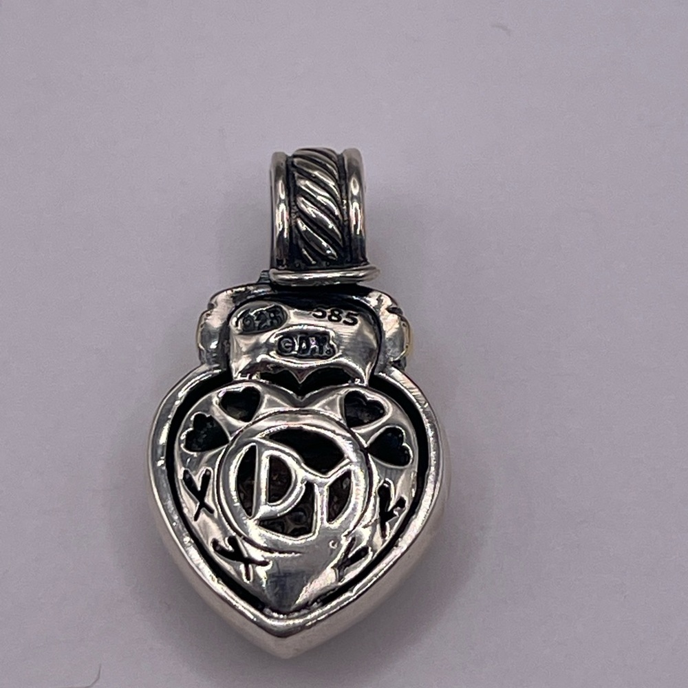 David Yurman 18k Yellow Gold Sterling Silver Heart Pendant - Picture 7 of 12